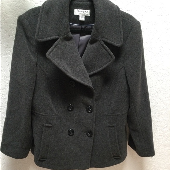 Preston & York Classic Double Breasted Pea Coat in Dark Gray Wool - Picture 8 of 9